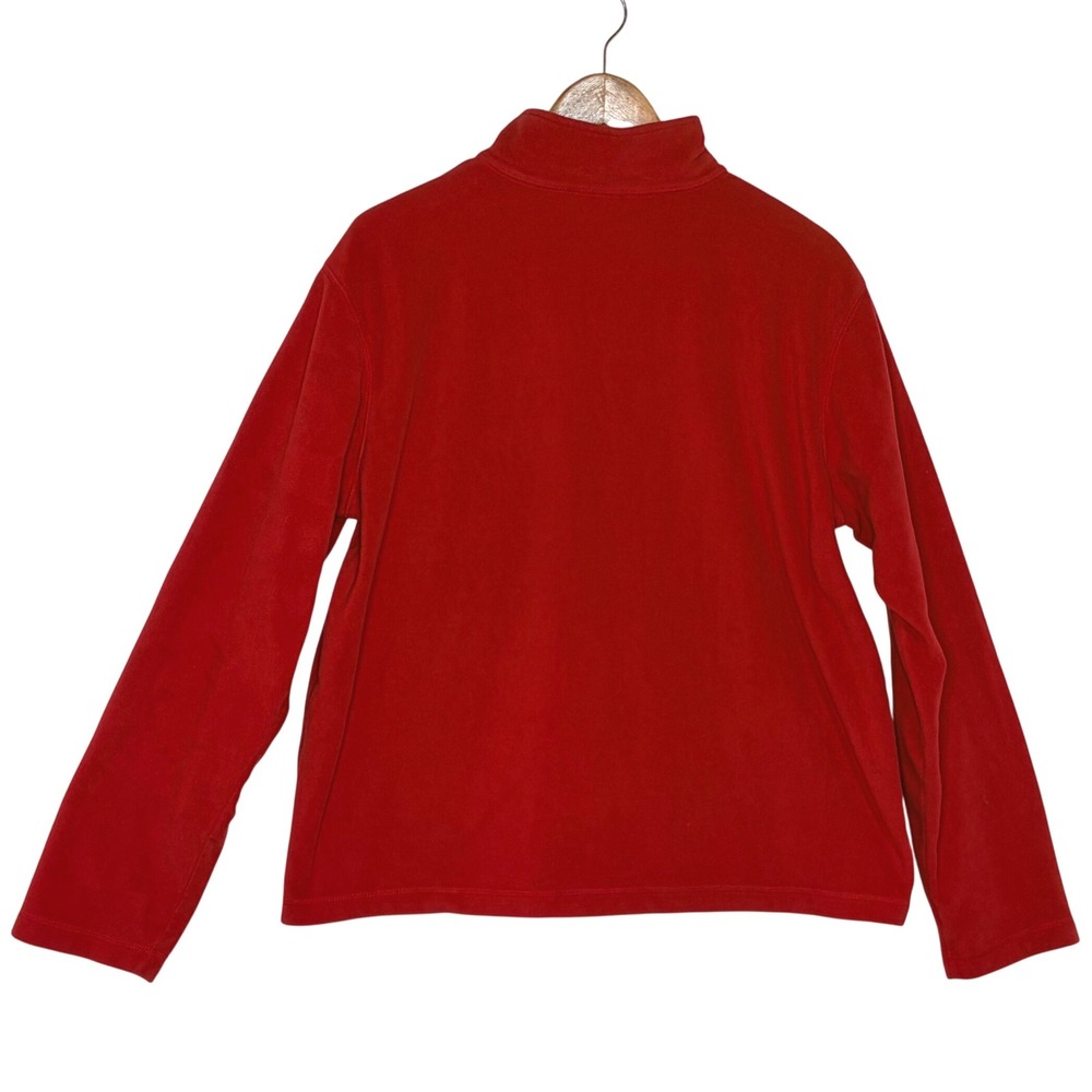 Lands End Mens Red Fleece 1/4 Zip Pullover Sweatshirt Size L - Picture 2 of 4